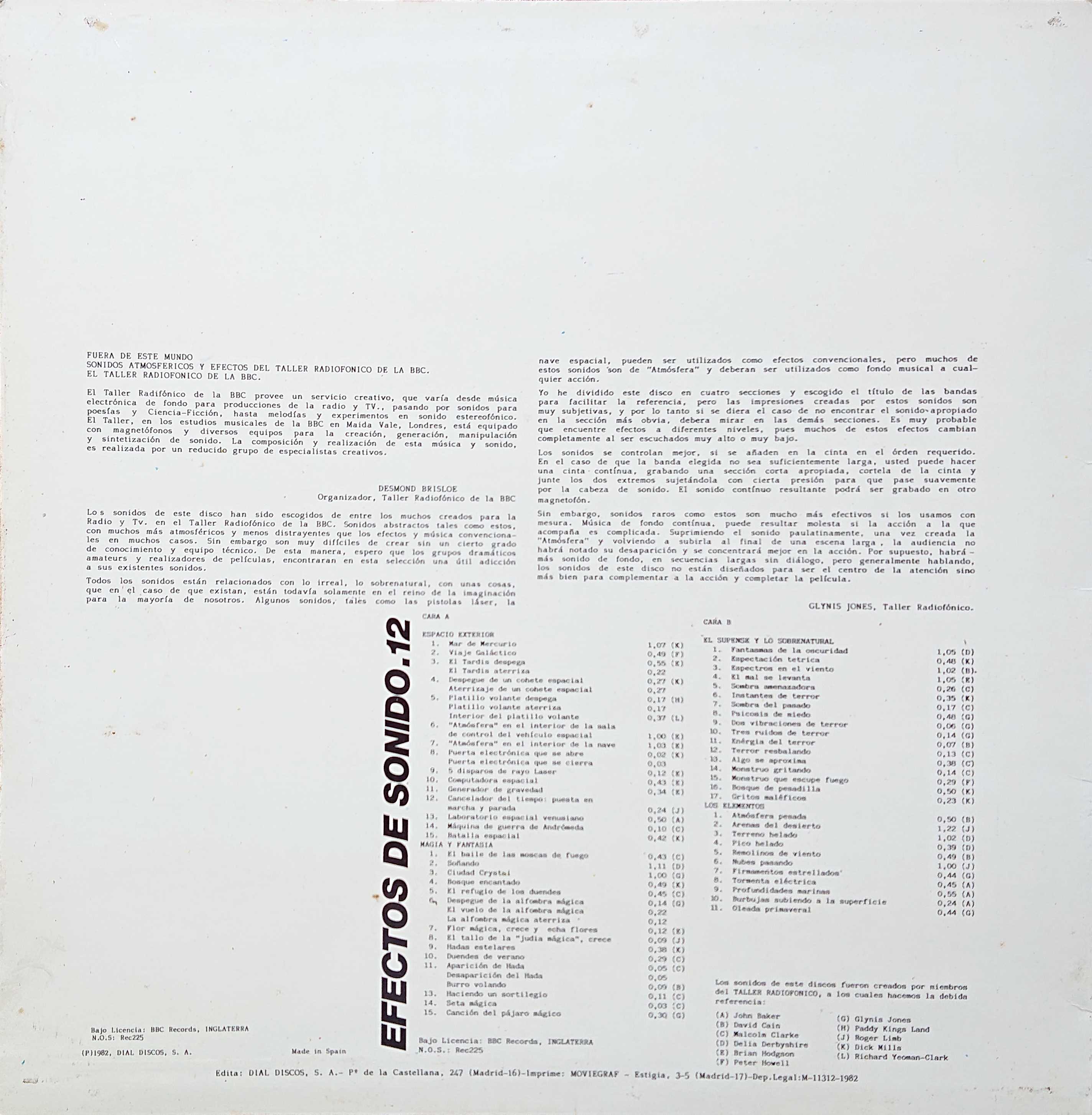 Picture of 51.0116 Efectos de sonido Vol 12 by artist Various / BBC Radiophonic Workshop from the BBC records and Tapes library